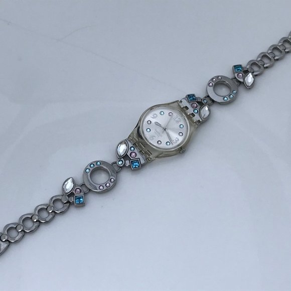 Swatch Ladies Watch Multi Color Crystals Accent Me - Picture 7 of 12